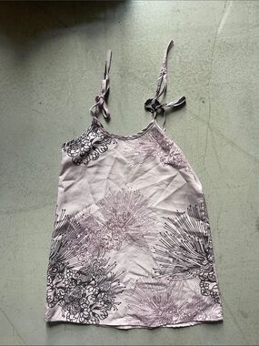 Girls' Lavender Floral Print Tie-Strap Tank Top